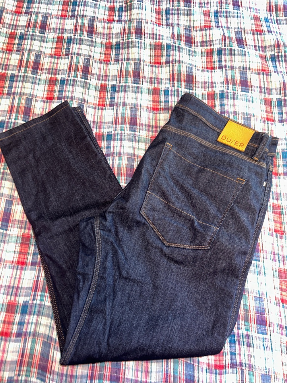 DU/ER Men's Slim Jeans in Dark Blue Denim